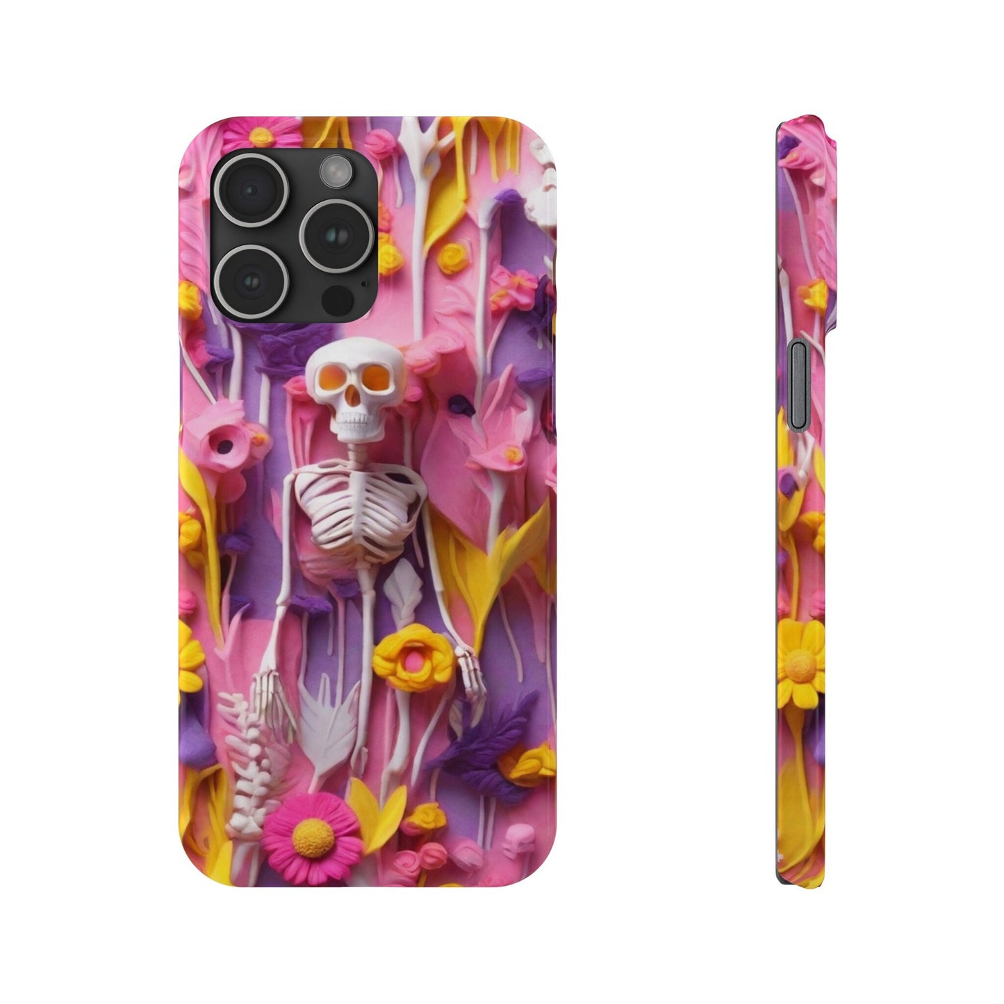 Phone case floral skeleton theme gift for her Slim Phone Cases