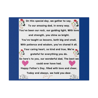 fathers day blanket for dad message gift Matte Canvas, Stretched, 0.75"