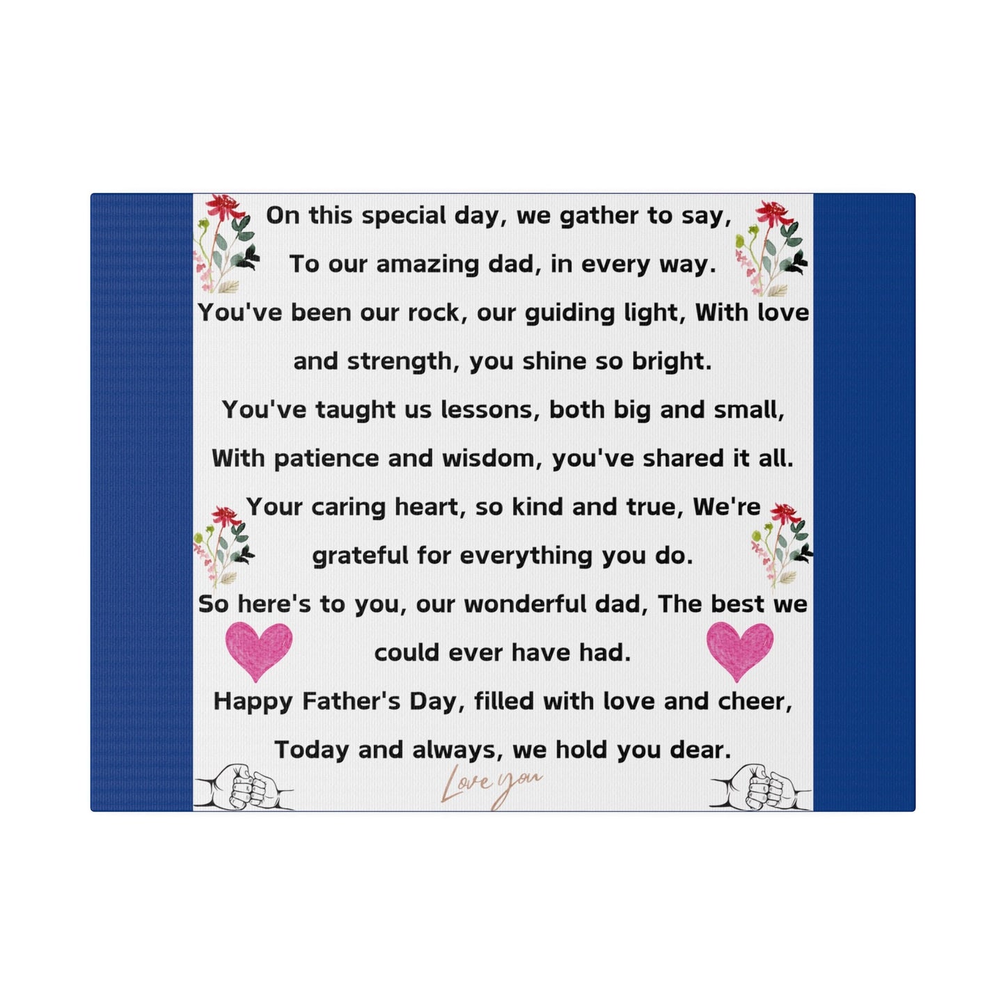 fathers day blanket for dad message gift Matte Canvas, Stretched, 0.75"