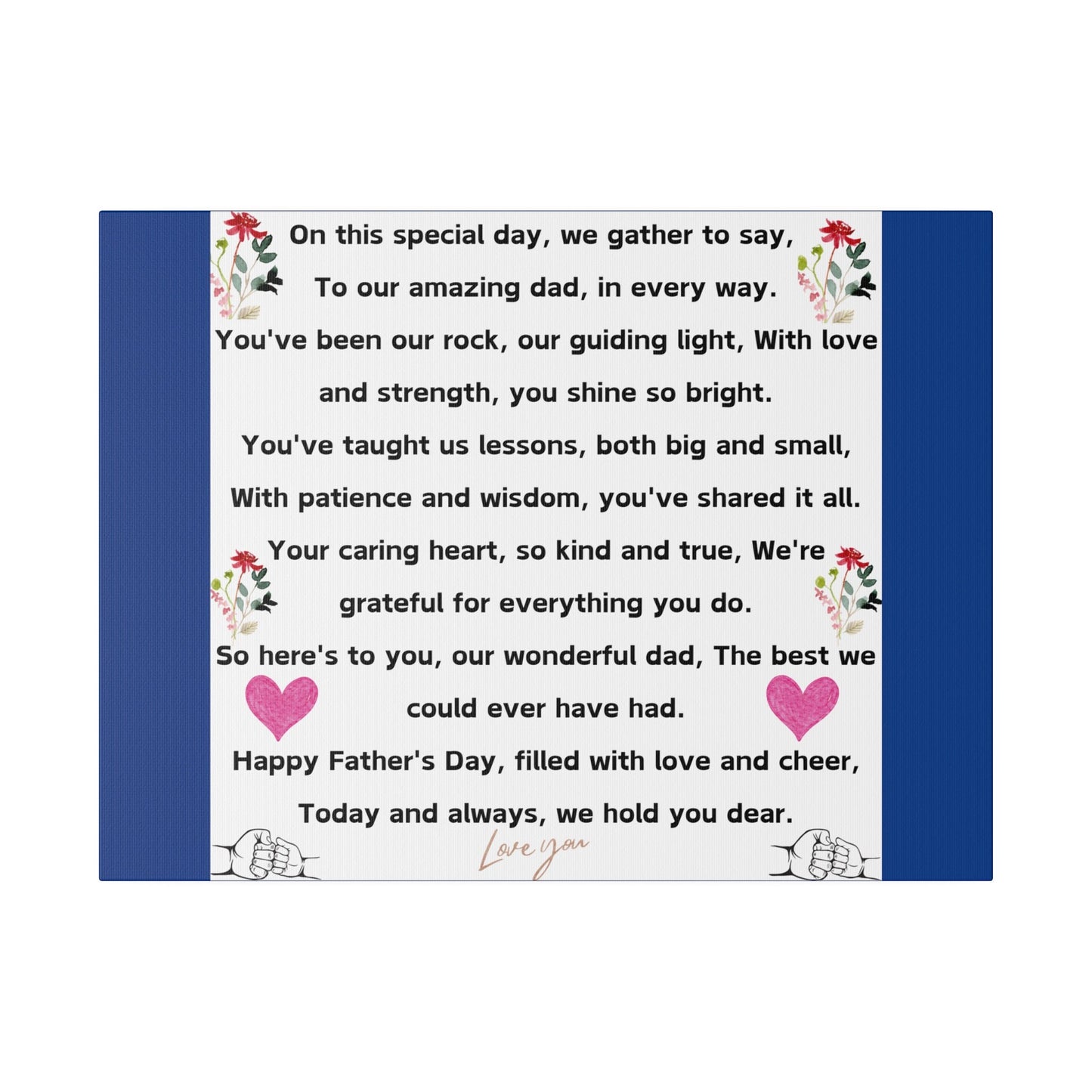 fathers day blanket for dad message gift Matte Canvas, Stretched, 0.75"