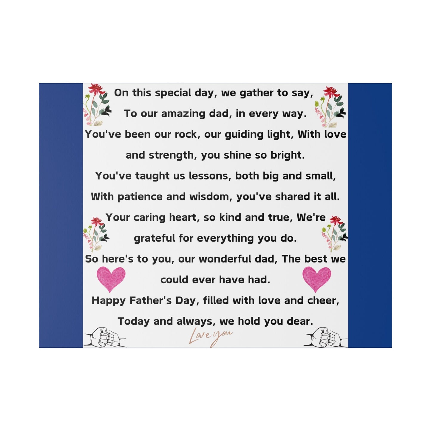 fathers day blanket for dad message gift Matte Canvas, Stretched, 0.75"