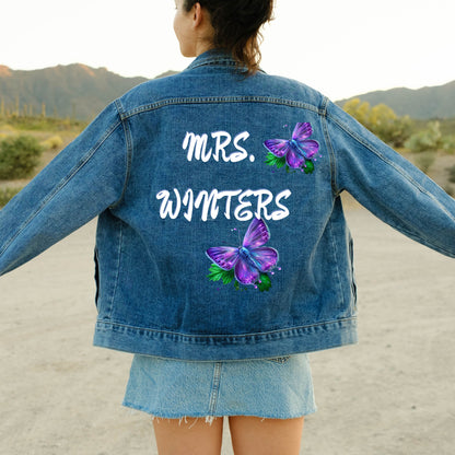 Jean jacket bride Personalized  Denim Embroidered Bride gift  butterfly Future Mrs Jacket Custom Personalized Jacket Wedding  shower