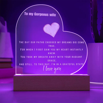 Engraved Acrylic Plaque for wife personalized gift wedding gifts for 5oth anniversary birthday nightlight laser custom plaque