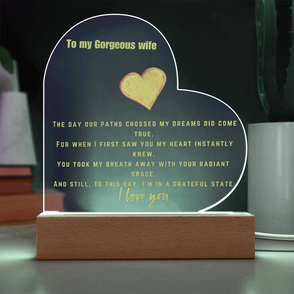 Engraved Acrylic Plaque for wife personalized gift wedding gifts for 5oth anniversary birthday nightlight laser custom plaque