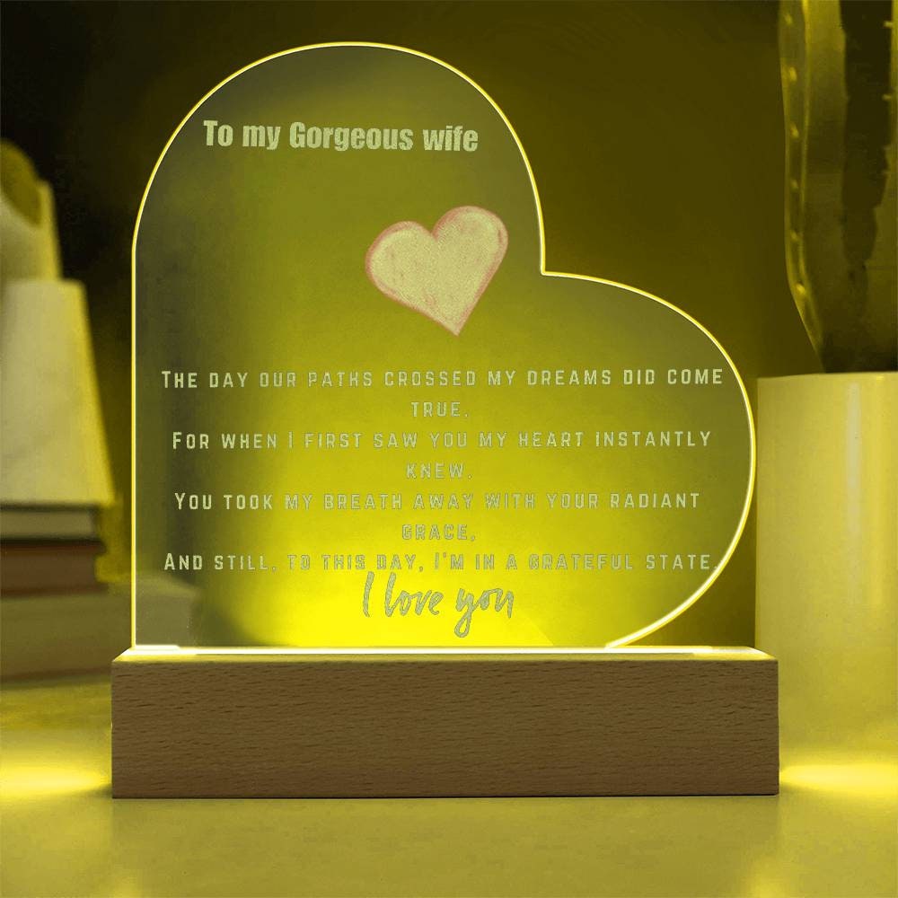 Engraved Acrylic Plaque for wife personalized gift wedding gifts for 5oth anniversary birthday nightlight laser custom plaque