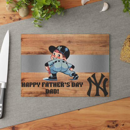 Yankee fathers day gift Glass Cutting Board   Art Print  Charcuterie Cheese  Serving Tray  Personalized  Kitchen Decor gifts step father