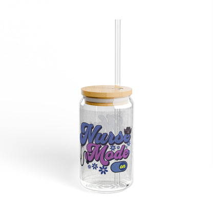 Personalized Nurse Iced Coffee Cup, RN Glass Tumbler, Beer Can Glass with Lid and Straw,  Nurse Appreciation Week Gift, RN