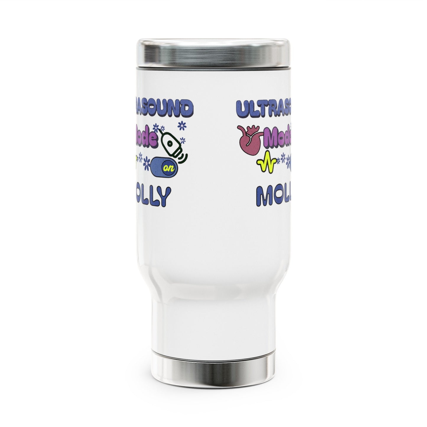 Personalized Travel Mug with Handle, ultrasound coffee tumbler nurse  14oz