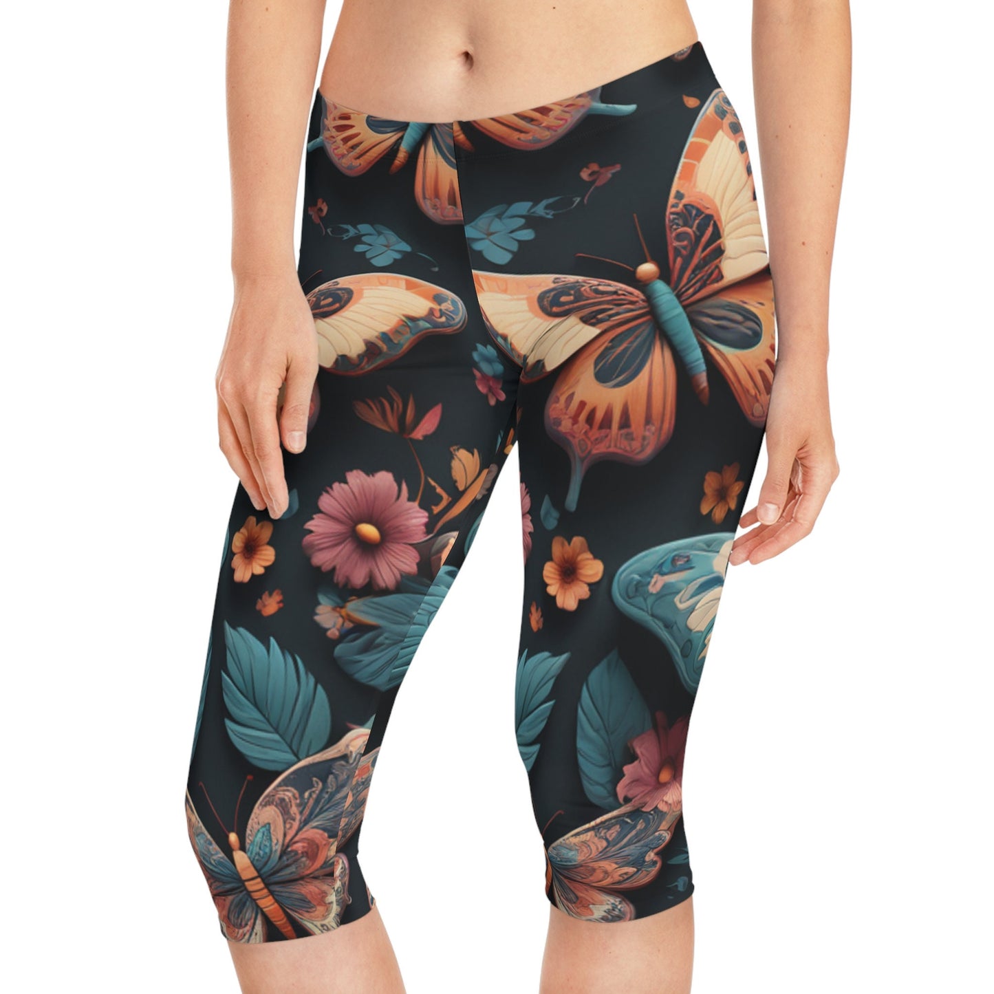 butterfly print capri Leggings capri Yoga Pants High Waist Leggings For Women Best Gift For Her Leggings Yoga Active Wear Gifts For Her