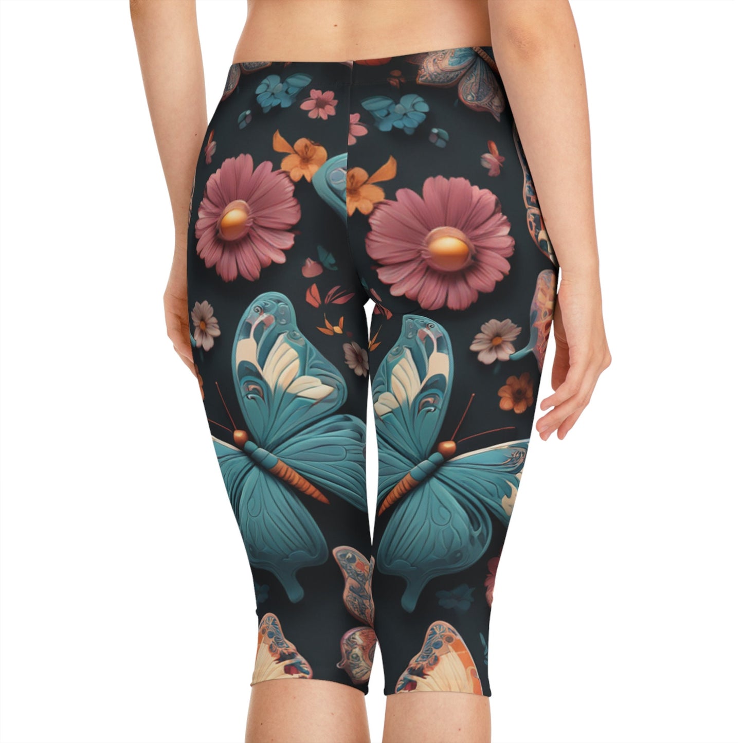 butterfly print capri Leggings capri Yoga Pants High Waist Leggings For Women Best Gift For Her Leggings Yoga Active Wear Gifts For Her