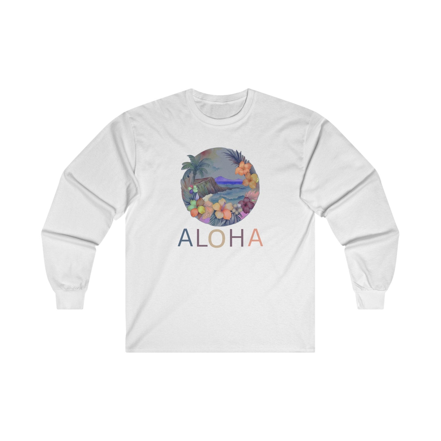 Long Sleeve Tee Hawaii tshirt aloha ocean Hawaiian surf beach lover vintagef embroidered coastal kawaii clothes oversized cover up t shirt