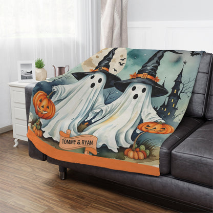 personalized kids halloween ghost blanket for children customized names spookey ghost throw