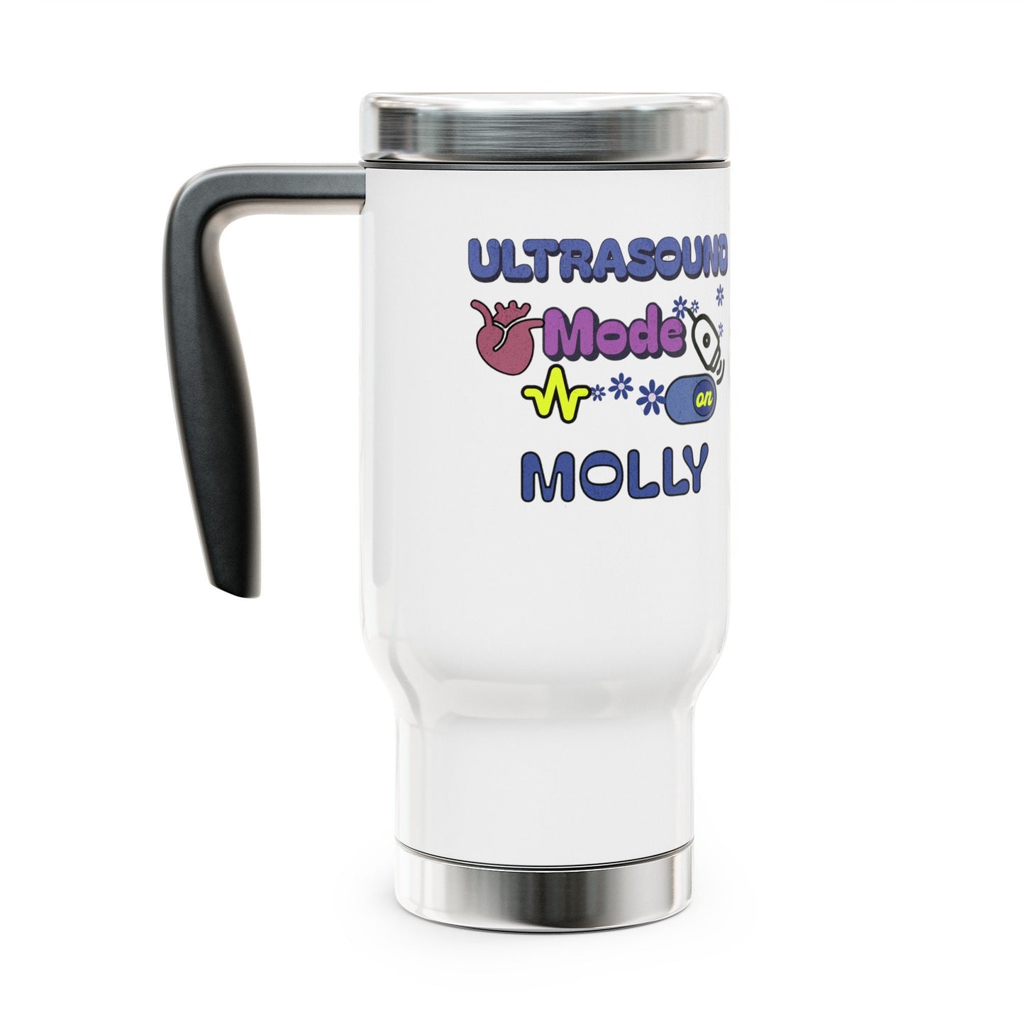 Personalized Travel Mug with Handle, ultrasound coffee tumbler nurse  14oz