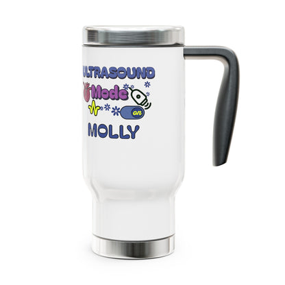 Personalized Travel Mug with Handle, ultrasound coffee tumbler nurse  14oz