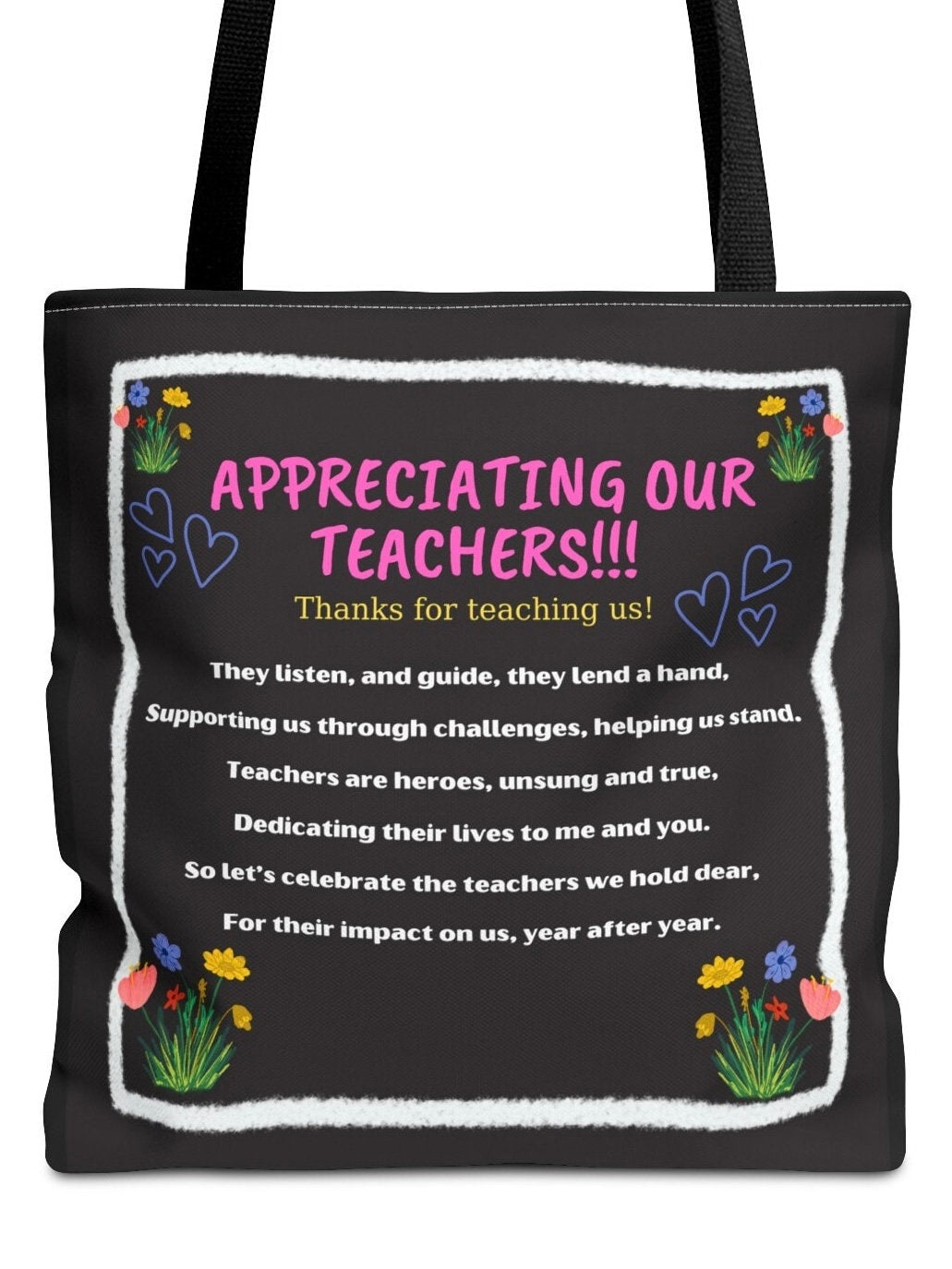 Teacher appreciation canvas Tote Bag Personalized Teacher Bag, Teacher Gifts, Personalized Gift for Teacher Christmas