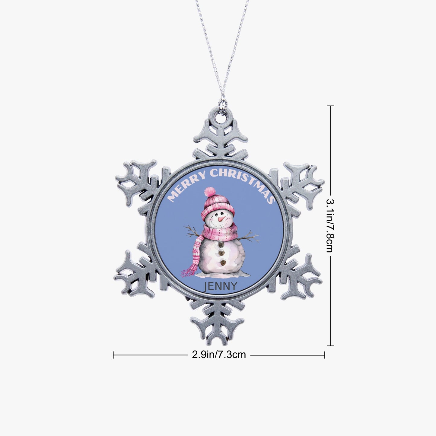 Personalized Snowflake Snowman Ornament  Festive Christmas Tree Decor Pewter Holiday Gift Snowflake Snowman Ornament Cute Christmas