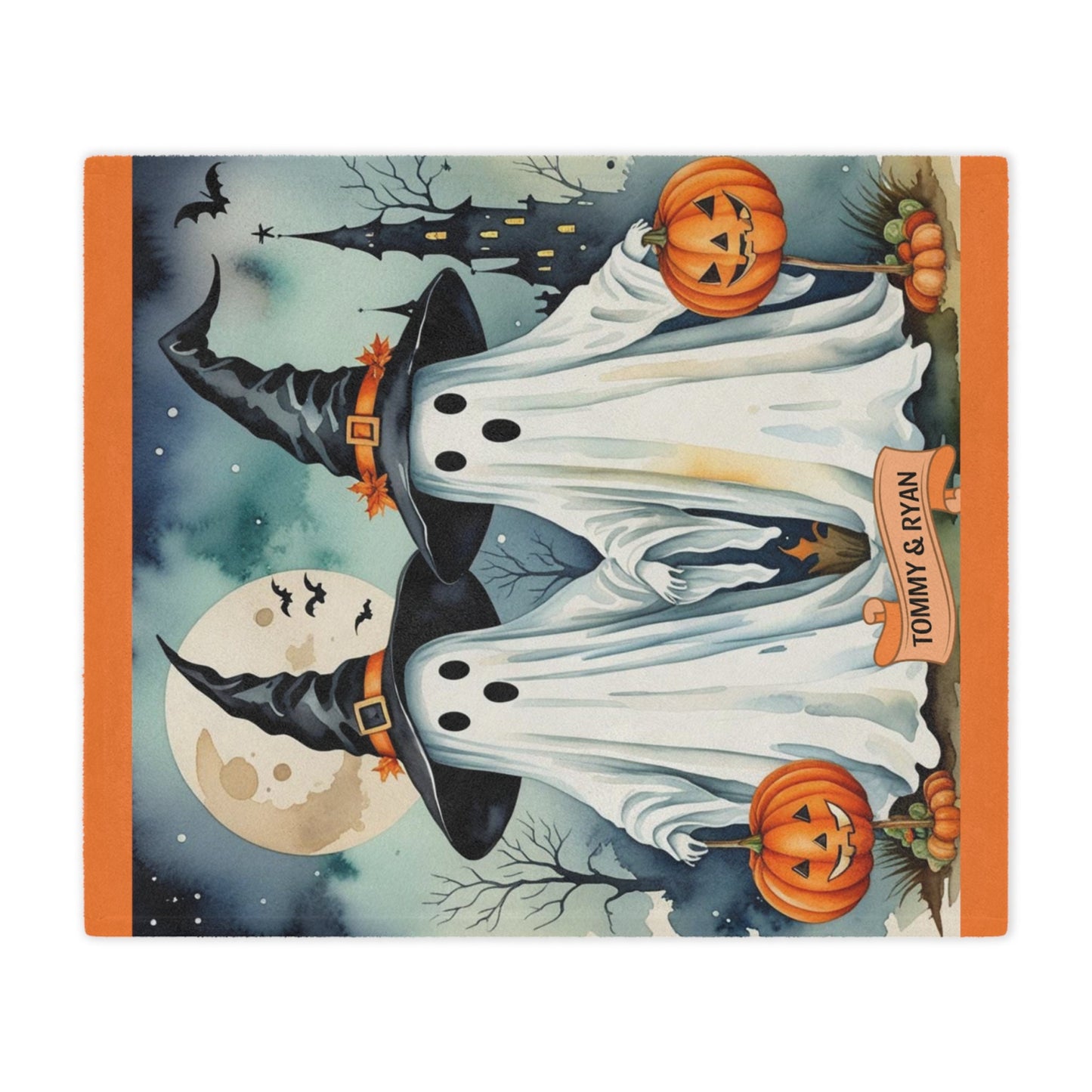 personalized kids halloween ghost blanket for children customized names spookey ghost throw