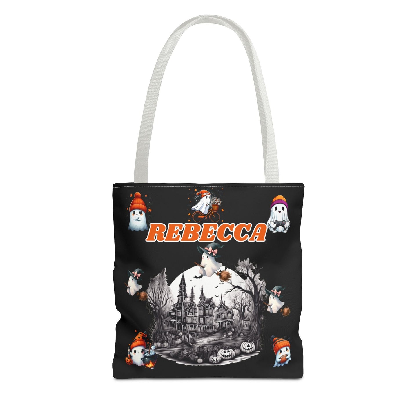 Halloween tote bag cute  ghost trick or treat bag cute ghosts personalized name custom