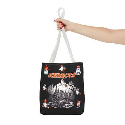 Halloween tote bag cute  ghost trick or treat bag cute ghosts personalized name custom