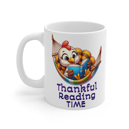 Book Lover Thanksgiving Mug, Thankful Reading Time, Fall Coffee Cup, Autumn Reading Gift, Reading Books Theme Mug, 11oz