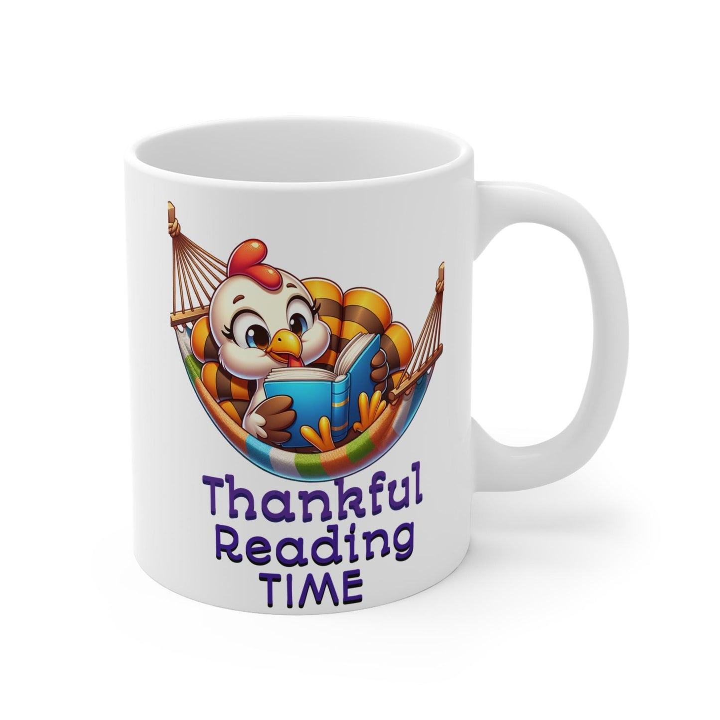 Book Lover Thanksgiving Mug, Thankful Reading Time, Fall Coffee Cup, Autumn Reading Gift, Reading Books Theme Mug, 11oz